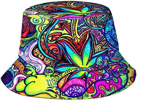 Psychedelic Trippy Art Fischerhut für Damen und Herren, modisch, verstaubar, Sonnenkappe, Reise, Fischerhut, Strandhut für Erwachsene und Jugendliche, Psychedelic Trippy Art -1, Einheitsgröße