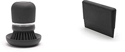 Brabantia - Brosse à Vaisselle avec Distributeur de Savon Intégré - Dark Grey & Racloir pour Vaisselle - Dark Grey