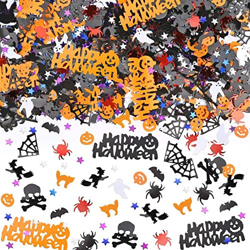 Catelves 800 Stück Halloween Party Confetti, Streudeko Tisch Deko, Konfetti, Halloween Dekoration Konfetti Spinnennetze Hexen Fledermäuse Kürbisse Spinnen Konfetti