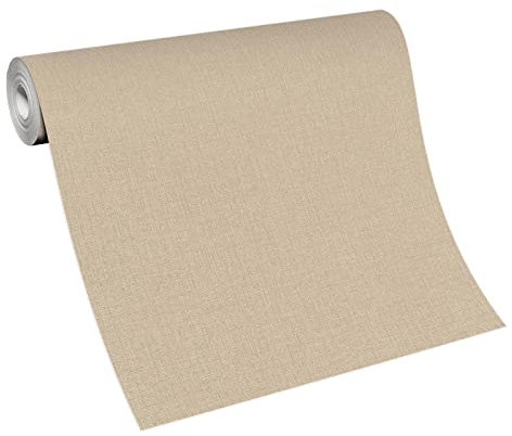 BRICOFLOR Uni Tapete in Sandfarben | Beige Vliestapete in Leinenoptik für Wohnzimmer und Schlafzimmer | Vlies Wandtapete in Champagner schlicht