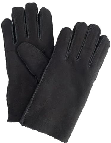 NF NITZSCHE fashion - Lammfell Handschuhe für Herren - 100% Lammfell - warm und kuschelig weich - Farben: braun und schwarz - Winter und Herbst - elegant (schwarz, 9.5)