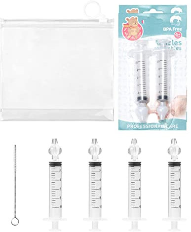 LUNEKUCK 4pcs Nasendusche Baby Nasenspüler 10ml Nasenreiniger Baby-Nasenspüler mit Silikon Nasensaugspitze Kinder tragbares Nasenreinigungs Neti-Topf 10ml-Nasenspül Wiederverwendbar Nasenwaschreiniger