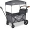 FableKids Bollerwagen Leo X2Lite mit Dach | 2 Sitzplätze | Faltbarer Transportwagen | Hecktasche | 5-Punkt-Gurt | 360° Räder | Fußbremse | inkl.Anti-Staub-Abdeckung | Oxford 600D | FossilGrau