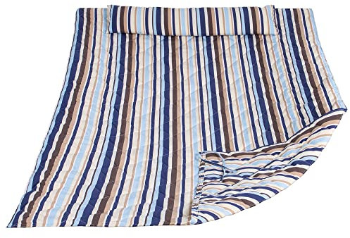 ANOW Outdoor Hängemattenauflage und Kissen Set, Gesteppte Hängematte Pad Ersatz, blau gestreift