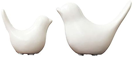 Moaobooh 2 piezas de estatua de pájaro, esculturas modernas de animales de cerámica para el hogar, decoración para adornos, sala de estar, dormitorio, oficina, escritorio, armarios (mujer)