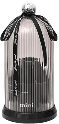 Wuudi Makeup Organizer Pinselhalter, 360° Drehbarer Pinselhalter Pinsel Aufbewahrung mit Deckel, Kosmetik-Vitrinen für die Kommode Organizers für Zimmer Decor Frisiertisch, Schlafzimmer (Schwarz)