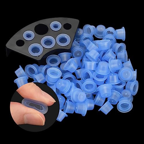 ATOMUS 300pcs Silicone Tattoo Ink Cups Medium Tattoo Pigment Cups Makeup Tattoo Accessories Organiser Plastic Tattoo Tool Holder