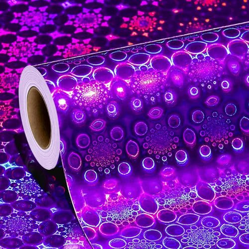 Homeral Violette holografische Geschenkpapierrolle – schillerndes glänzendes Boho-Muster für Geburtstag, Muttertag, alle Anlässe, Vatertag – 43,2 cm x 10 m