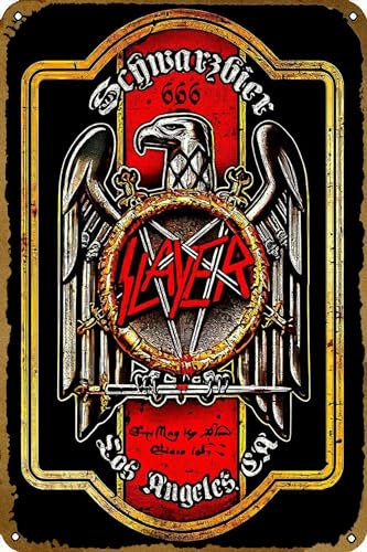 Cartel de metal vintage de SLAYER Music Addict Musical Bar Pub Cafe Wall Kitchen Bathroo Poster Karaoke Retro Home Decor Art 20.3x30.5 cm
