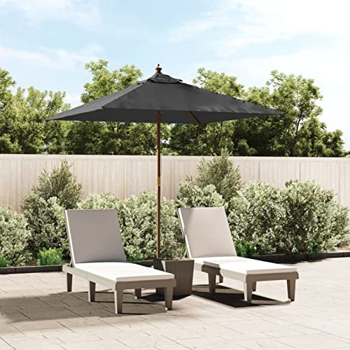 Homgoday Sombrilla jardín Poste de Madera Gris Antracita 198x198x231 cm, Parasol para terraza jardín Sombrilla Playa Protección Solar
