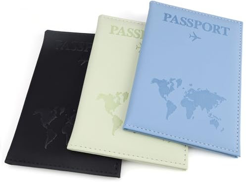 Custodia Passaporto, KLEHOPE 3 Pezzi Porta Documenti Viaggio, Cover Passaporto Italiano, Pelle PU Portadocumenti Viaggio, per Passaporti, Carte di Credito, Carte d'identità