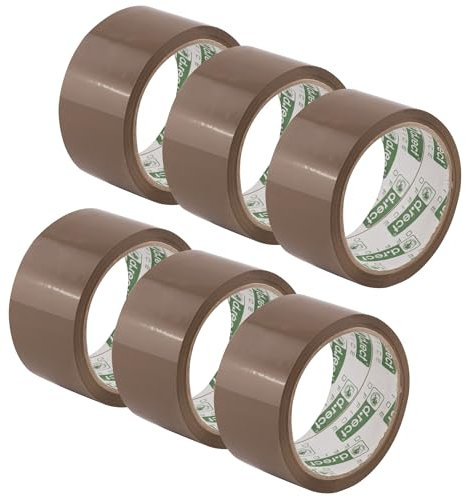 D.RECT Ruban Adhésif Emballage 50m x 48mm - Adhésif d'emballage pour de Paquets et de Boîtes D'expédition - Brun, 6 Rouleaux