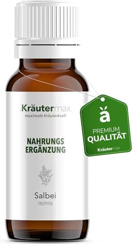 NEU! Kräutermax Salbei Tropfen | Salbei Extrakt Tropfen als perfekte Ergänzung zu Salbeitee oder Salbei Kapseln | Salbei Urtinktur aus dem Extrakt der Salbeiblätter | Vegan | 3x50ml