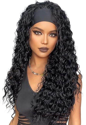 SouiWuzi Perücke mit Stirnband, Stirnband Perücke verstellbare lange Perücke mit Stirnband glühlos natürlicher gerader Perücken für Frauen style11