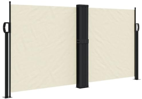 vidaXL Toldo Lateral Retráctil, Pantalla de Privacidad Independiente, Protección UV, Sombrilla para Jardín Patio Terraza Balcón, Crema 120x1000 cm