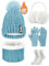 Tuopuda Mütze, Schal & Handschuh-Sets für Damen Winter, Beanie mit Bommel Fleece Gefütterte, Touchscreen Handschuhe Schal Wärmer Socken Ohrenwärmer 5 in 1 Set Geschenk für Frauen, Hellblau