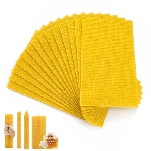 10 Pcs Pure Beeswax Sheets for Candle Making for DIY Beeswax Candle Making | Natural Organic Beeswax Rolling Sheets, Wax Sheets for Beekeeping Bee Wax Nest Bed,Candle Making Kits(13cm X 9cm)