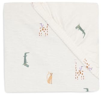Jollein Spannbettlaken Jersey - Für Wiegen - Jungle Jambo - 40/50x80/90cm - 100% Baumwolle - Spannbetttuch - Oeko-TEX Zertifiziert