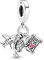 Wedanor Charme Flugzeug, Globe Koffer Dangle Charms-Anhänger 925 Sterling Silber Charm Bead Pendant für Europäische Armbänder und Halsketten