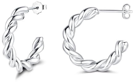 Loutade 925 Sterling Silber Creolen - Hypoallergen Damen Ohrringe, Leicht und Steckbar - Ohrschmuck für Weihnachten und Geburtstag