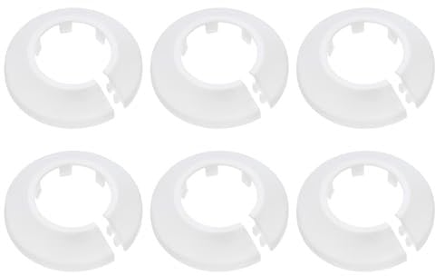 sourcing map 6Pcs Flange Pipe Cover Decoration with 32mm Outer Diameter, PP Plastic Radiator Escutcheon, Buckle Type Round Water Pipe Drain Line Cover, White