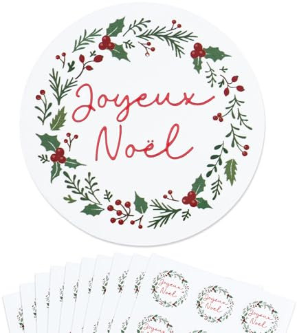 Französisch 120 Stk 4cm Weihnachtsaufkleber Selbstklebend Aufkleber Weihnachten Etiketten Marmeladenglas Sticker Weihnachtssticker Geschenksticker für Geschenktüten Gewürzetiketten
