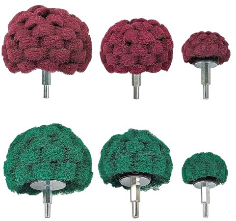 6 Stücke Polierscheibe für Bohrmaschine Set, Grün und Rotes Polierball mit 1/4-Zoll-Griff, 50/75/95/100 mm Polierscheibe Bohrmaschine, für Krümmer/Aluminium/Edelstahl (1)