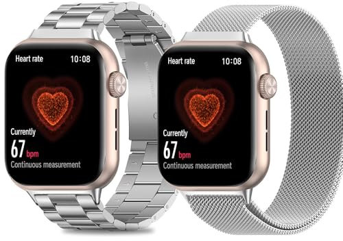 Confezione da 2 cinturini compatibili con Honor Watch 5, in acciaio inox, a rete metallica, cinturino di ricambio per Honor Watch 5, taglia unica, in alluminio, compatibili con cinturino Honor Watch 5