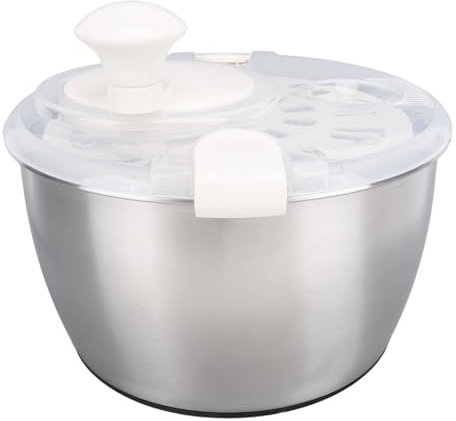 Nimomo Salatschleuder aus Edelstahl, 5 L, Multifunktionale Salatschleuder, Gemüsetrockner mit Deckel, Abflussschüssel, Sieb für die Küche zu Hause