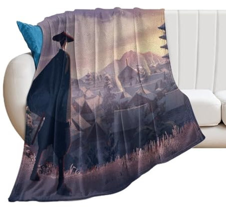 YOUMAN Blue Eye Samurai-Poster, Anime-Fleece-Decken, weich, flauschig, Plüsch, Flanell, Überwurf, Decke, leicht, 300 g/m², für alle Jahreszeiten, 76,2 x 101,6 cm