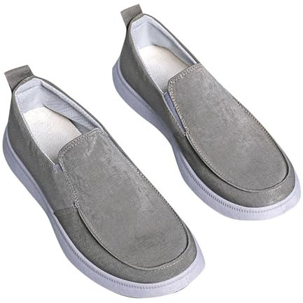 biJerou Zapatillas para hombre sin cordones de lona. Zapatillas de ocio ligeras para mayor comodidad y estilo, transpirables y flexibles, ideales para el día a día y looks casuales, caqui, 43 EU