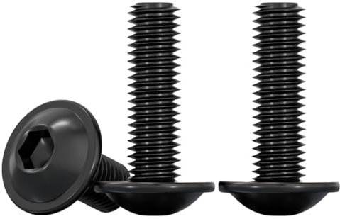 Ceeyoll 25 Pièces Vis à Tête Cylindrique à Six Pans M8 X 20mm,Tete Plate Boulon M6,Vis Noire Tete plate Acier Au Carbone 10,9 Noir à Bouton Tête Hexagonale,Pour Meubles équipements Mécaniques.