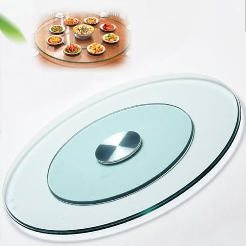 OPOLDBDMAC 60cm 70cm Hogar Plato Giratorio Vidrio Bandeja Giratoria Mesa De Comedor Mesa Giratoria, Cristal Redondo Bandeja Servicio Rotación De 360 para Compartir Alimentos(28inch(70cm))