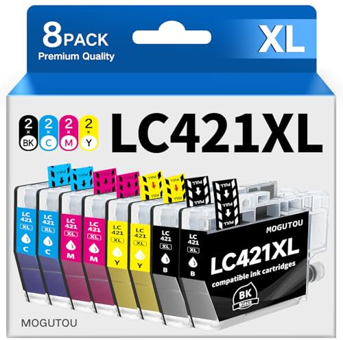 MOGUTOU LC421XL LC421 (8er-Pack) Patronen Kompatibel für Brother LC421-XL 421XL VAL Value Pack Multipack Druckerpatronen Kompatibel für Brother DCP-J1050DW DCP-J1140DW MFC-J1010DW Patronen
