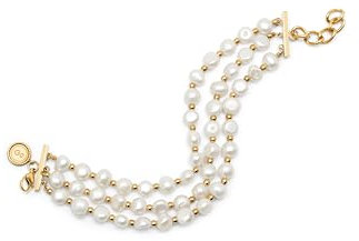 SINGULARU - Armband Audrey Premium. Edelstahl mit 18K vergoldung und Perle. Schmuck für Damen.