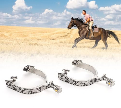 Haofy Schöne Edelstahl -Pferdsporen mit Exquisitem Muster, Sanftes Ausrüstungsdesign für Sicheres Reiten, Cowboy -Stil Sporen für Verbesserte Pferdemähigkeiten, 2pcs Pferdsporen Set Set