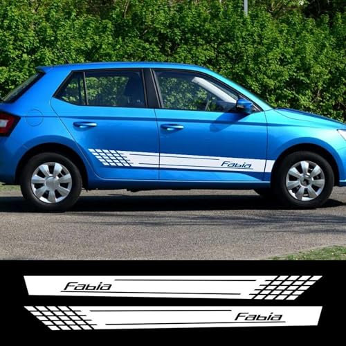 KUSQCRGA 2 STÜCKE Autotüraufkleber Lange Seitenstreifen Styling Vinylfolie Aufkleber, passend für Skoda Fabia 1 2 3 MK1 MK2 MK3 6y Zubehör