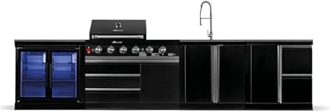 GORILLER® BLACKBACK L3 Outdoor-Küche, Gasgrill mit Doppel-Kühlschrank, Waschbecken, Extra-Arbeitsfläche und Stauraum, Edelstahl, Schwarz