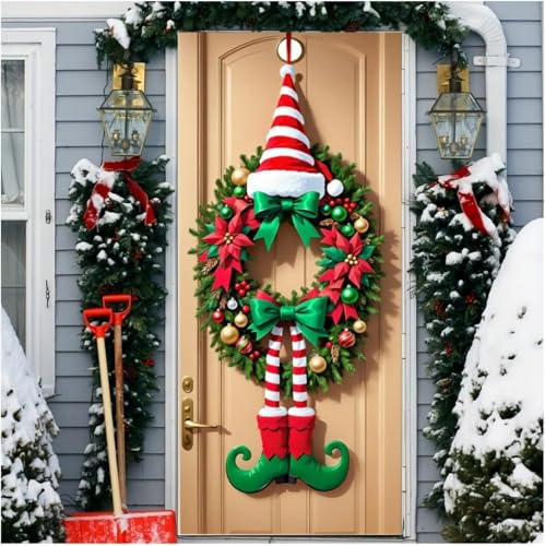 Generico Copertura Porta Natalizia con Corda, Decorazioni Natalizie per Porta, Banner di Sfondo di Natale Copri Porta per Porte, Pareti, Finestra (90x200cm) (E, 90 * 200cm)