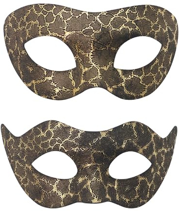MZinge Couple Masks, Brown Vintage Crackle,leopard print mask, Halloween Venetian for Men & Women, Eye Mask for Parties, Balls, Carnivals (golden brown)