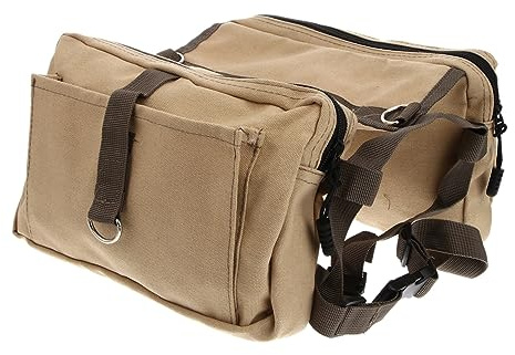 VERDANVERSE Satteltasche Hund Rucksack aus Robustem Canvas Verstellbare Bauchgurt mit Schnellverschluss Zwei Reißverschlussfächer für Futter und Zubehör Geeignet für Mittelgroße und Große