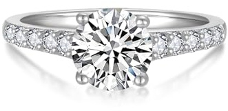 YL Verlobungsring Moissanite Ring 0,8 Karat Farbe D VVS1 Moissanit 925er Sterlingsilber Schmuck Geschenke für Damen