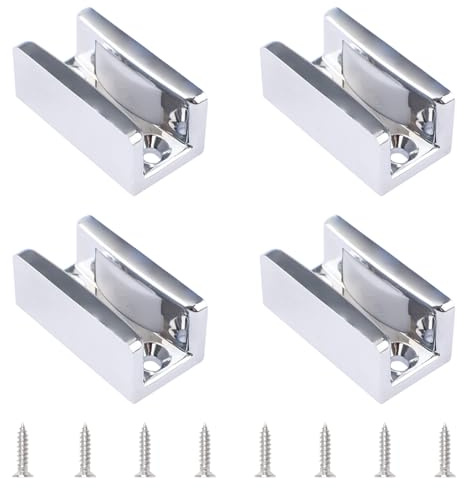 INCREWAY 4 topes duraderos para puertas correderas, guía para puertas correderas, adecuados para puertas móviles de vidrio de ducha de 8 a 10 mm de grosor (plateado)