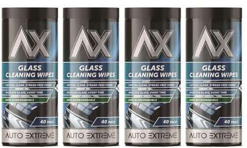 MSQUARE Glass Cleaning Wipes, Streak-Free, Crystal Clear, Spotless Shine with Every Wipe, Easy & Effortless Cleaning, Wet Wipes for Windscreen, Windows & Mirrors (4Pcs)