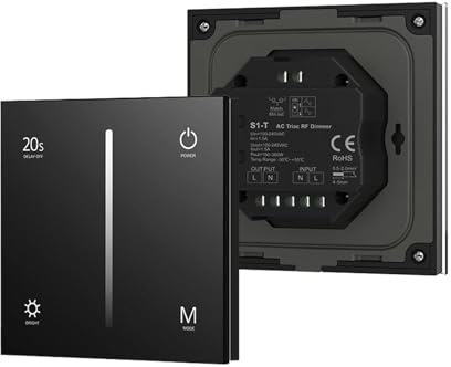 AC-Thyristor-Dimmer, Glas-Touchpanel, 86-Zoll-Ein- und Ausblendmodus, geeignet for AC 110 V, 220 V, 230 V, dimmbares LED-Licht(Triac Dimmer Black)