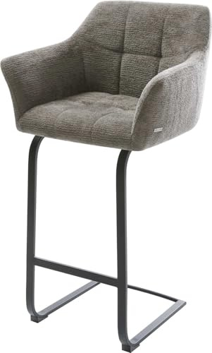 DELIFE Barstuhl Yulo-Flex Freischwinger Flach Metall Schwarz Bouclé Soft Schlamm