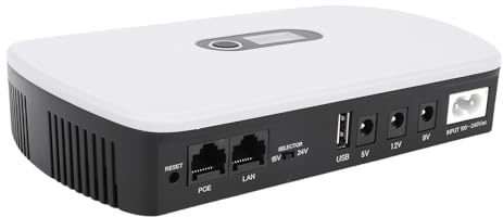 SEAFRONT Batteria UPS di Backup Power Bank 10400mAh con Display LCD USB 5V DC 5V 9V 12V POE 15V 24V Uscita per Router Modem Fotocamera Smartphone (Spina europea)