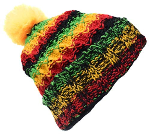 Gheri Wolle Gestrickt Vlies Gefüttert Pom Pom Bommel Hut U