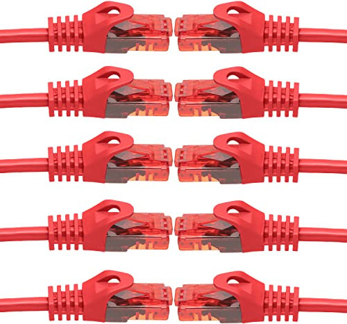 BIGtec - 10 Stück - 0,75m Gigabit Netzwerkkabel Patchkabel Ethernet LAN DSL Patch Kabel rot (2x RJ-45 Anschluß, CAT.5e, kompatibel zu CAT.6 CAT.6a CAT.7) 0,75 Meter
