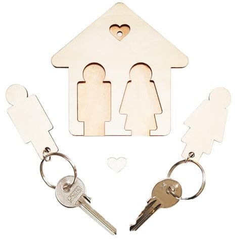 LAC Schlüsselanhänger Partner - Einweihungsgeschenk Wohnung oder Richtfest Geschenk - Holz Schlüsselanhänger Einzugsgeschenke Haus